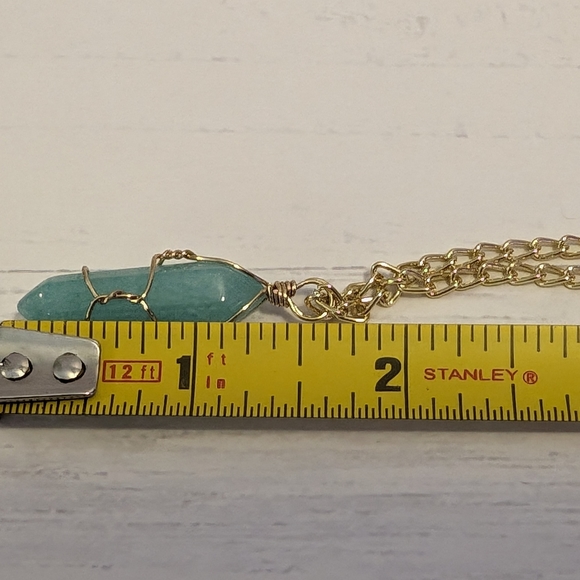 NWT Amazonite Crystal Dagger wire wrapped Necklace - Picture 2 of 4